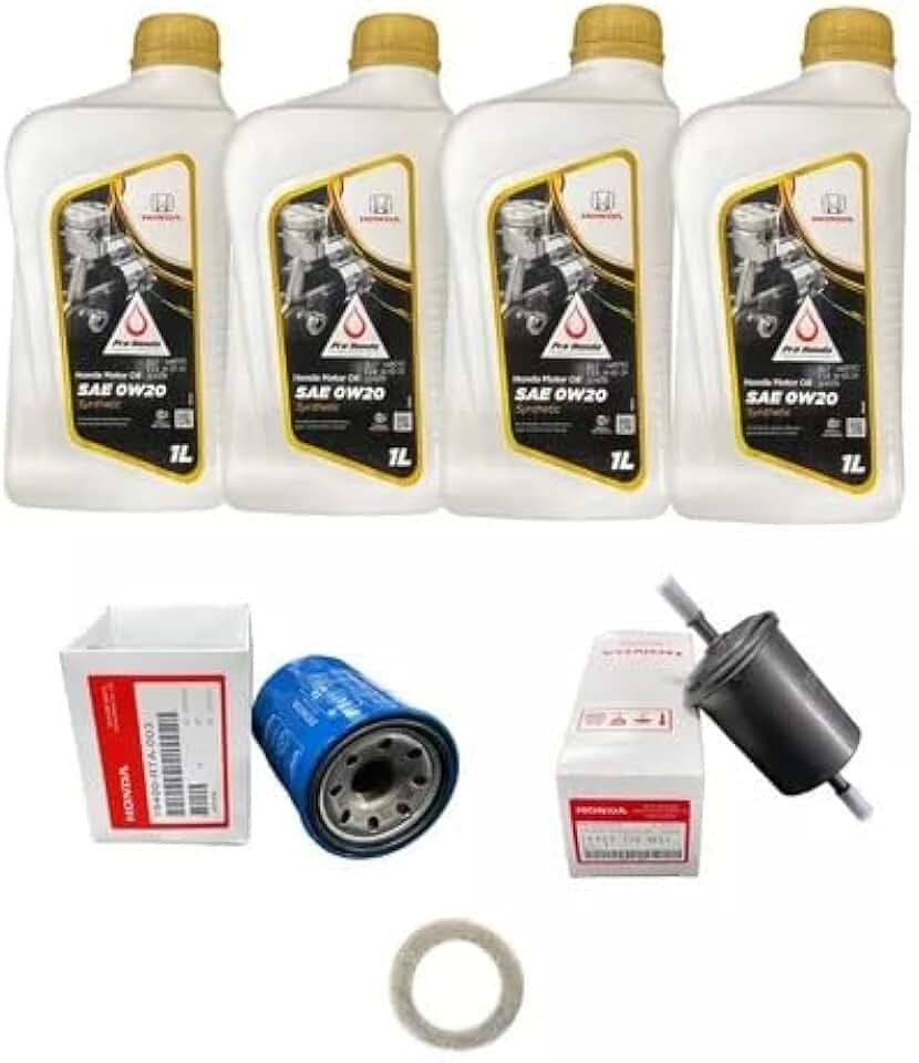 4 Litros de Óleo/Fluido para Motor Honda 0W20 + Filtro de óleo + Arruela do Dreno do Cárter + Filtro de combustivel