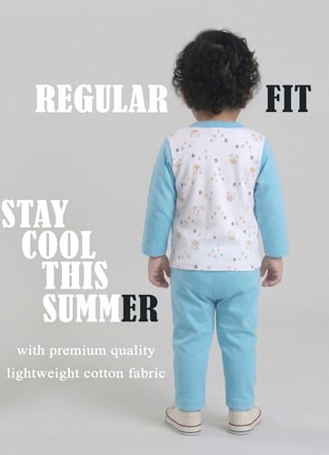 Image of Pure Cotton Full Sleeve Front Open T-shirt and Full Pant Combo Set for Infants