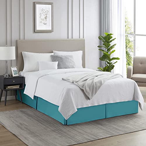 Image of Nestl Teal Full XL Bed Skirt - Full XL Size Bed Skirt 14 Inch Drop - Brushed Microfiber Bed Skirts - Hotel Quality Pleated Bed Skirt - Shrinkage & Fade Resistant