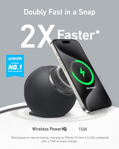 Anker MagGo Magnetic Charging Station, Qi2 Certified 15W Ultra-Fast MagSafe Wireless Charger for iPhone 15/14/13, 8-in-1 Power Strip with 3 AC and 4