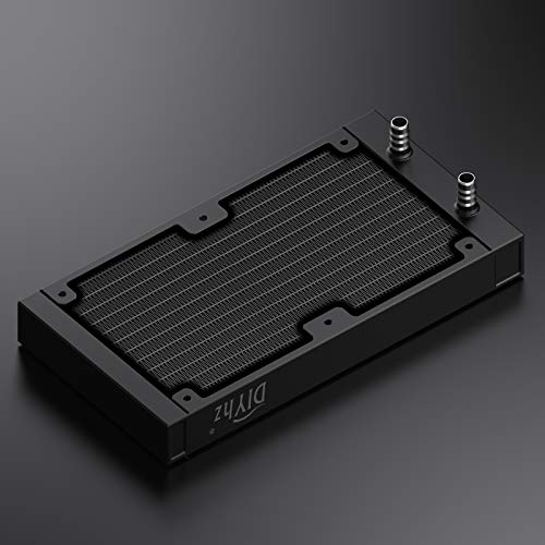 DIYhz 12 Pipe Aluminum 240mm CPU PC Water Cooling Radiator, 120mm Fanless, DC12V Black