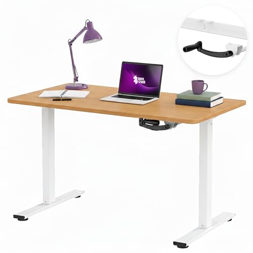 Spacetronik Höhenverstellbarer Schreibtisch Manuell mit Kurbel, Ergonomischer Steh-Sitz Computertisch, Robuster Stahlrahmen, 72–109,5 cm, 40 kg Tragkraft, 100x60 cm