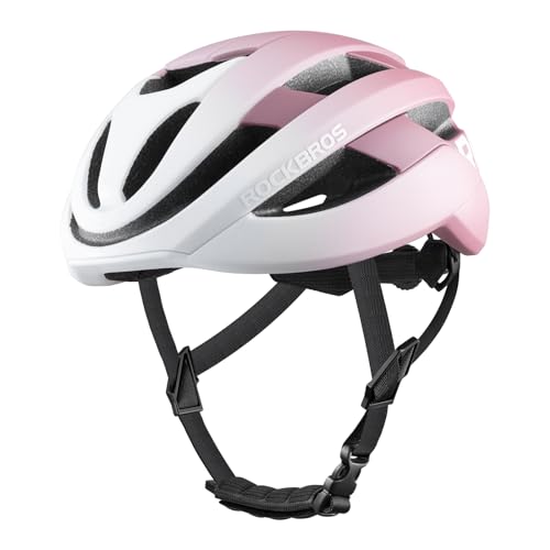 ROCKBROS Casque de Vélo pour Femme Homme, Casque de Cyclisme Réglable Léger, Casque de VTT Respirant Robuste pour VTC Vélo Route Gravel - M (54-58 CM), Rose Blanc