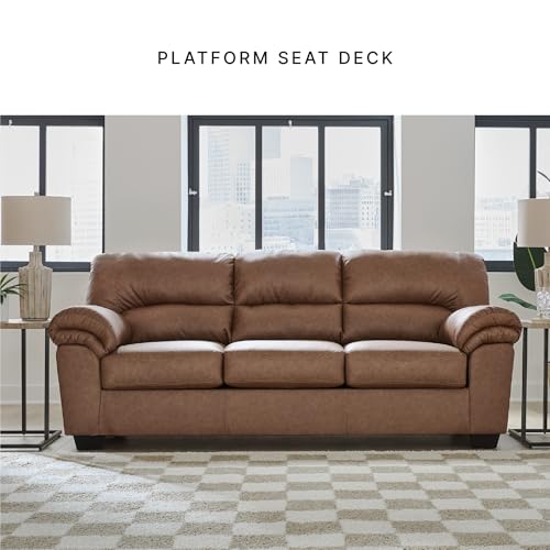 Image of Signature Design by Ashley Caramel Faux Leather Sofa, No Assembly Required