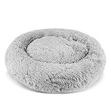 PATAM Hundebett aus Plüsch für Hunde und Katzen, Abnehmbarer Bezug, rutschfest, maschinenwaschbar – Alaska Grau, Extra groß 81 cm