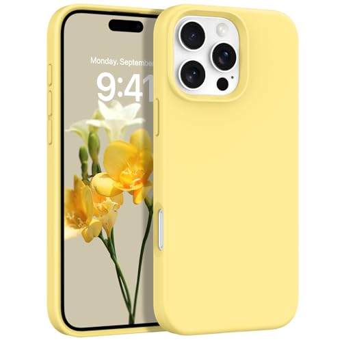 YINLAI für iPhone 16 Pro Hülle Silikon Kompatibel mit Magsafe HandyHülle iPhone 16 Pro Magnetisch Slim Gel Matte rutschfeste Kratzfest Case Cover Schutzhülle für iPhone 16 Pro 6.3 Gelb