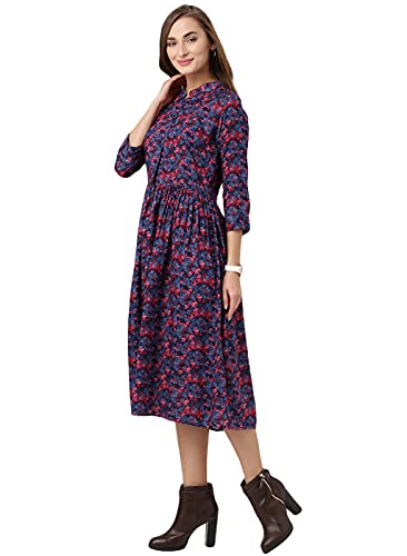 Image of Marie Claire Women's Rayon A-Line Midi Casual Dress