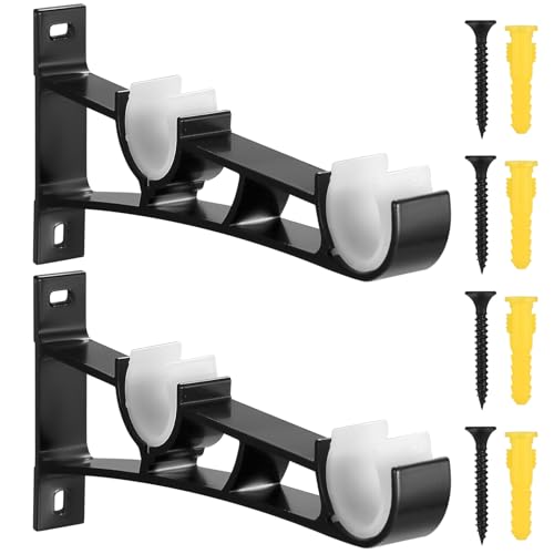2 Pièces Support Tringle Rideaux, Supports pour Tringles à Rideaux, Support de Tringle à Rideau Murale Réglable en Alliage d'Aluminium pour Tringles à...