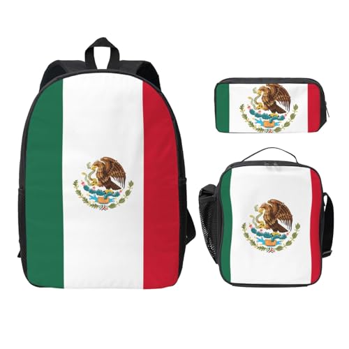 Mochila escolar de México ligera pack 3 piezas negra con estuche escolar
