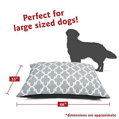 Image of Majestic Pet Rectangular Dog Bed Washable Non Slip Comfy Super Value Pillow Bed - Large Breed 46 x 35 inches - Trellis Gray