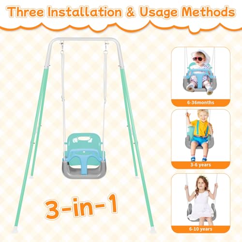 Image of 4-in-1 Toddler Swing Set & Baby Jumper and Bouncer for Toddlers | Foldable Baby Swing Stand for Outdoor /Indoor Play, Easy to Assemble and Store for Ages 6 Months to 10 Years Old