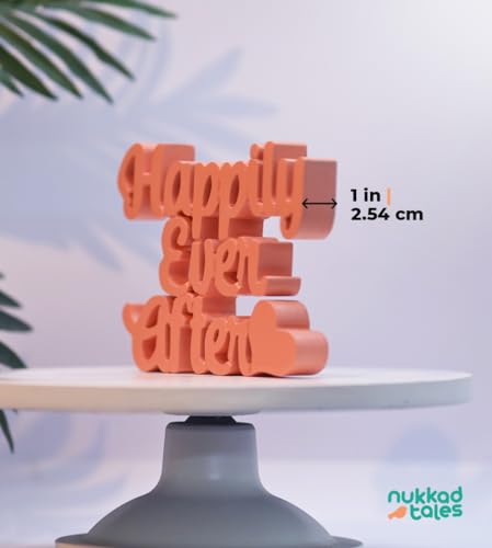 Image of NUKKAD TALES Happily Ever After Pink Showpiece Home Decor Items for Bedroom Living Room Decoration Items for Center Table Book Shelf Gift Items for Couples Gift for Girls (7 x 5.30 inch)