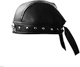Biker Leather Bandana (Biker Pipes Skull) Black