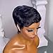 PangDongLai Premium Short Wigs for Black Women Pixie Cut Human Hair Wigs Natural Looking Short Layered Human Hair Wig with Bangs Glueless Wear and go Wig Natural Black Color