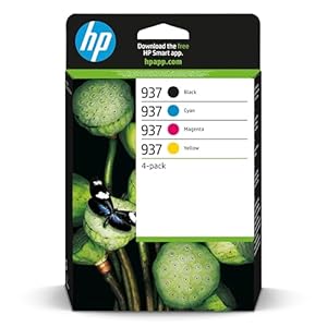 HP 937 Black Cyan Magenta Yellow Ink Cartridge Combo Pack Compatible with HP OfficeJet Pro 9122e 9135e 9125e 9132e 9730e 9120e 9720e 9120b 9117b 9110b 9130b Printers, Pack of 4