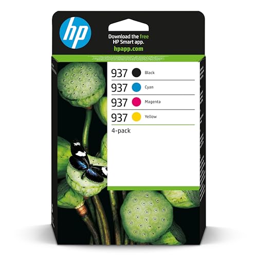 HP 937 Black Cyan Magenta Yellow Ink Cartridge Combo Pack Compatible with HP OfficeJet Pro 9122e 9135e 9125e 9132e 9730e 9120e 9720e 9120b 9117b 9110b 9130b Printers, Pack of 4