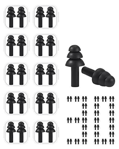 30 Pairs Silicone Ear Plugs - Individually Wrapped With Carry Case - Reusable, Waterproof, Hypoallergenic, Noise Reduction Earplugs For Swimming, Snoring, Sleeping, Shooting, Travelling (Black) #TOP4