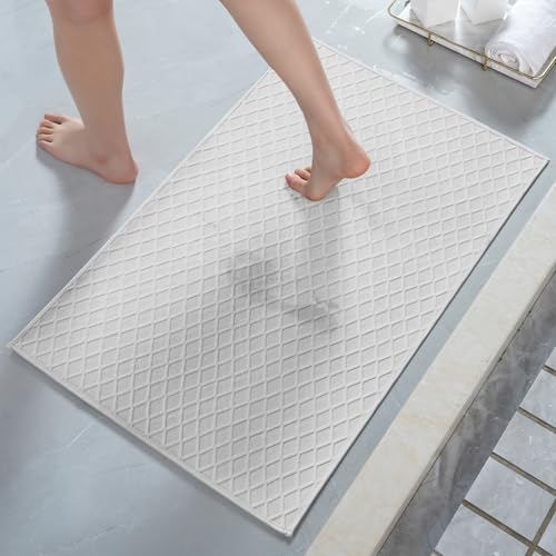 AMOAMI Ultra Thin Bath Rug 17x28; Rubber-Backed, Non-Slip