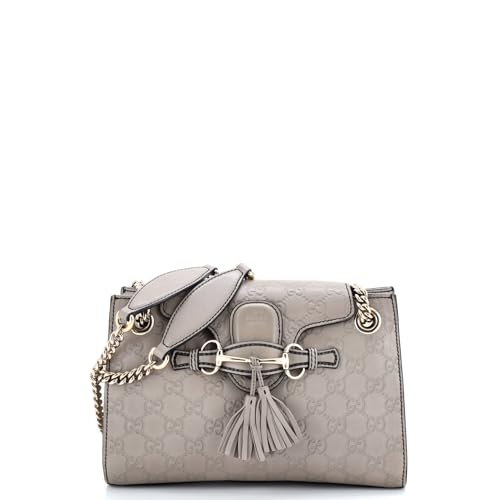 Pre-Loved Emily Chain Flap Shoulder Bag Guccissima Leather Small, Neutral
