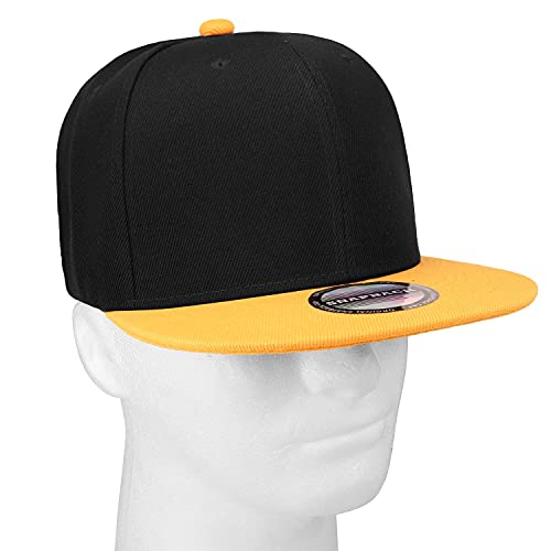 Image of Classic Snapback Hat Cap Hip Hop Style Flat Bill Blank Solid Color Adjustable Size