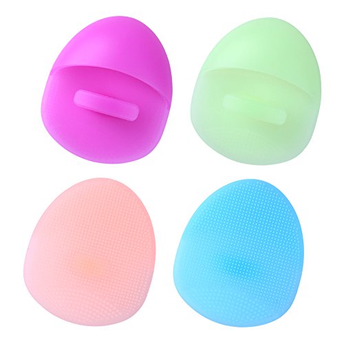 Silicone Facial Cleansing Brushes Pores Deep Clean Pads Baby Hair Washing Brush Anti-slip Exfoliator Tools for Face Skin Care 4 Pieces