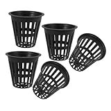Construcción resistente: el diseño de ancho y redondo de tazas de red de malla es adecuado para en exteriores, lo que proporciona durabilidad y estabilidad, cestas de de plantas de plástico, tazas de red para vegetales hidropónicos