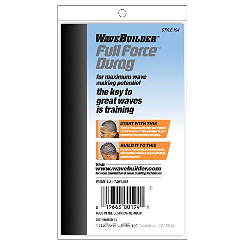 WaveBuilder Full Force Durag, V-Front Panel, Black image 4