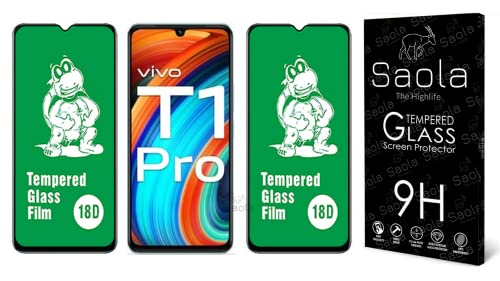 Image of Saola 18D Tempered Glass With Inbuilt AirBag Borders For Vivo T1 Pro (Pack Of 2) with Free Installation Kit. Full screen Coverage - 6.58 inch