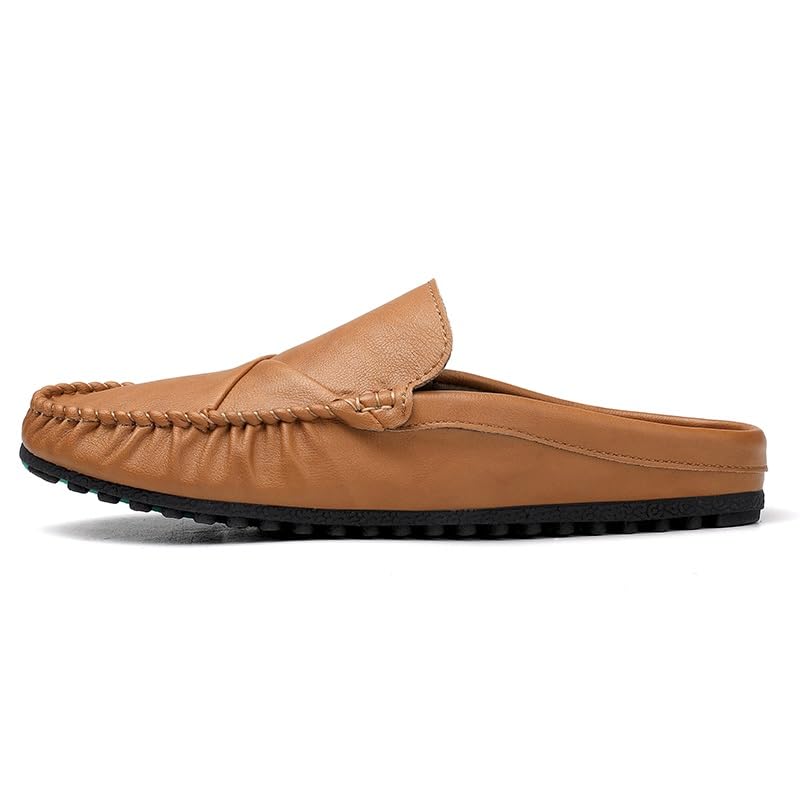 Mens Loafers Shoe Round Toe PU Leather Half Loafers Shoes Slip Resistant Comfortable Flexible Outdoor Slip-on