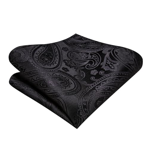 Image of Dubulle Self Tie Bow Ties and Lapel Pin for Men Paisley Solid Mens Bowtie and Handkerchief Cufflinks Set Wedding
