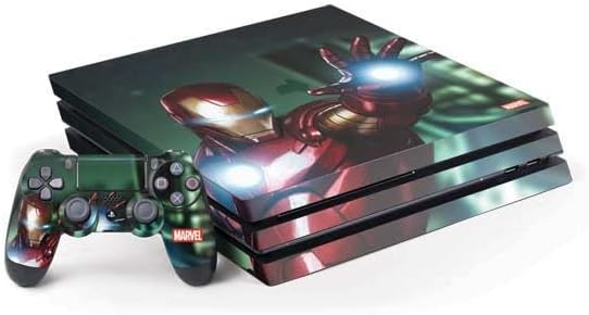 Skinit Decal Gaming Skin Compatible with PS4 Pro Bundle - Officially Licensed Marvel Iron Man New Armor Design