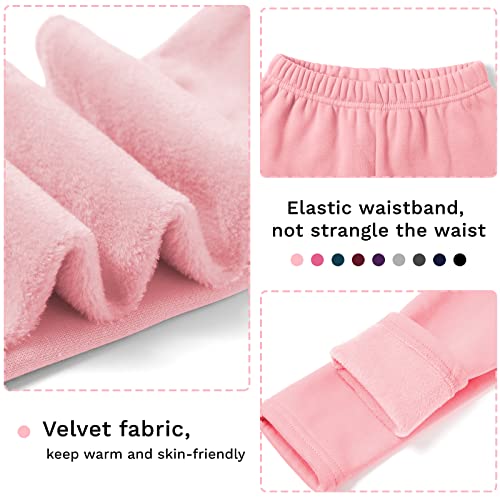 Jocmic Girls Fleece Lined Leggings Winter Velvet Pants Thick And Warm For 3-11 Years Old Kids, Pack Of 2 6-7 Years Color H #TOP1