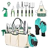 HOGESA Juego de Herramientas de jardín, 11Pzs Herramientas de Jardinería de Aluminio de Alta Resistencia, Kit de...