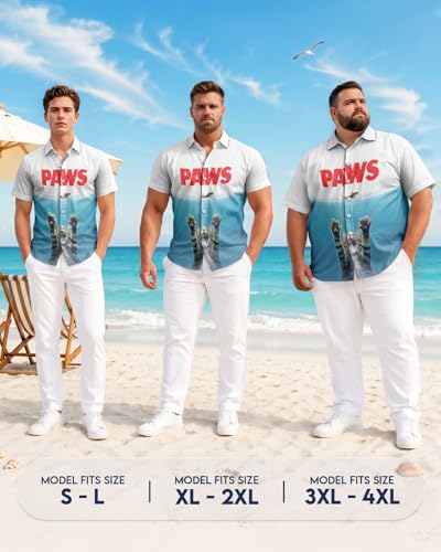 Image of 99TIMORO Fathers Film Button Down Shirt for Men, Funny Hawaiian Short Sleeve Top, Summer Beach Gifts