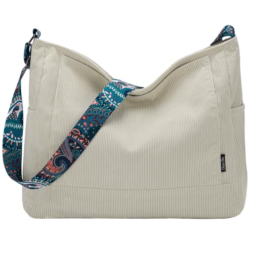Image of Chase Chic Corduroy Tote Bag for Women, Large Messenger Bag Crossbody Hobo Bag Convertible Shoulder Handbag for Work