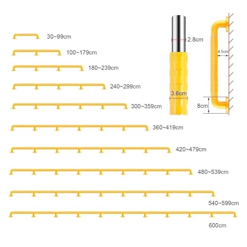 Rampe d'escalier en acier inoxydable de haute qualité jaune 80 cm avec support mural fixe - 3