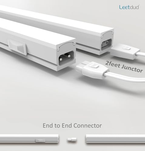 Leetdud Under Cabinet Lighting Plug in, 32 Inch 4 Pcs, Linkable AC120V 3CCT 3000K/4000K/5000K Ultra Slim, LED Under Cabinet Lights for Counter Light, Kitchen, Shelf, Sink, Workshop, Desk, White by Leetdud - Used condition - Image 2