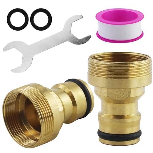 2 conectores universales para grifo mezclador, adaptador de manguera, adaptador de manguera, acoplamiento rápido, conexión de manguera de jardín, con cinta de sellado y arandela de sellado