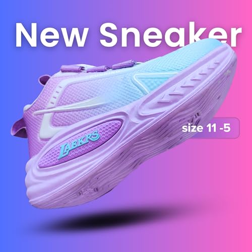 - Kids Running Shoes, Pink and Purple Gradient, Mesh Athletic Sneakers with Boa Lacing System2