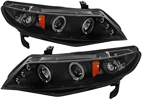 Carpartsinnovate Fits 06-11 LED Halo Projector Headlights Head Lamps Black