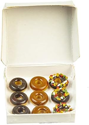Dollhouse Miniature Set of 9 Yummy Donuts in a White Box image 2