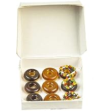 Dollhouse Miniature Set of 9 Yummy Donuts in a White Box