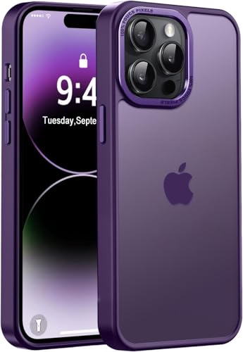 Image of mobistyle Designed for iPhone 14 Pro | Matte Military Grade Shockproof | Camera Protection Back Cover Case for iPhone 14 Pro (Purple)