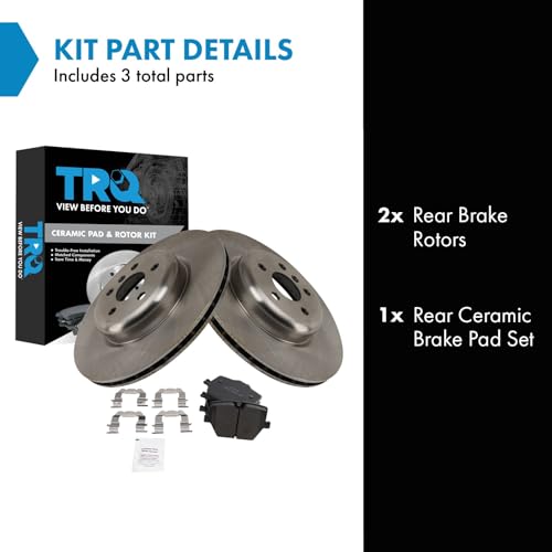 Image of TRQ Rear Brake Pad and Rotor Set Ceramic Compatible with 2019 BMW 330i 330i xDrive Z4 2020 M340i M340i xDrive Z4 2021 Z4 Toyota GR Supra