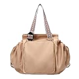 2026 New Large-Capacity Nylon Travel Tote Bag for Women, Foldable Carry On Weekender Overnight Duffel Bag for Travel, Gym (Khaki)