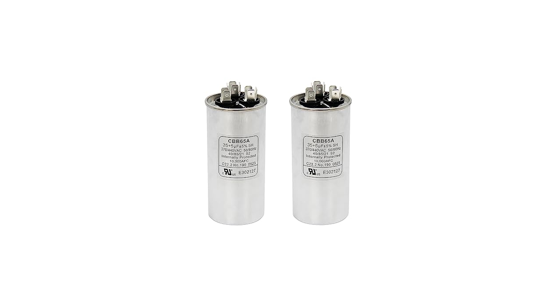Powswopx 2 Pack 35+5 MFD 35/5 uF 370 or 440 Volt CBB65B Dual