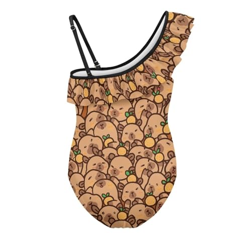 Image of Girls One Piece Swimsuits Size 3-14 Trendy Ruffle Bathing Suit Casual Hawaiian Summer Beach Swimwear