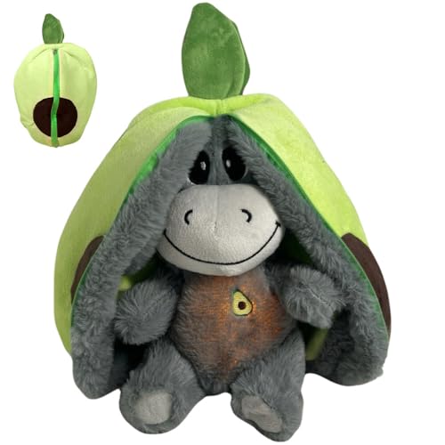 KUWUNG Atmendes Kuscheltier Schlafender Plüsch Esel Kuscheltier Unsichtbarer Klettverschluss zum Einfachen Abnehmen und Waschen Esel Spielzeug Stressabbau Stofftier Für Schlafende (Keine Batterien)