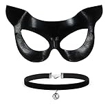 DDazzling Women's Cat Mask Half Face Costume Accessory Party Favors (Necklace +eye mask)