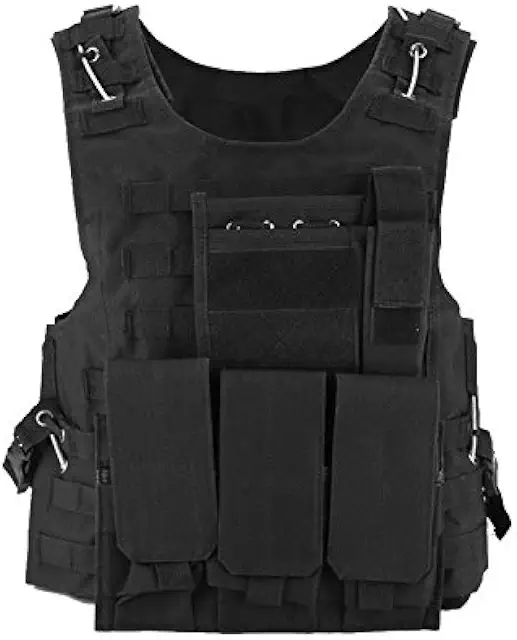 Gilet Tactique Militaire Airsoft - Gilet Police Réglable avec Poches à Munitions